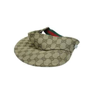 Gucci Sun Visor Cap Hat Sherry Pattern Polyester Resin Brown S Silver